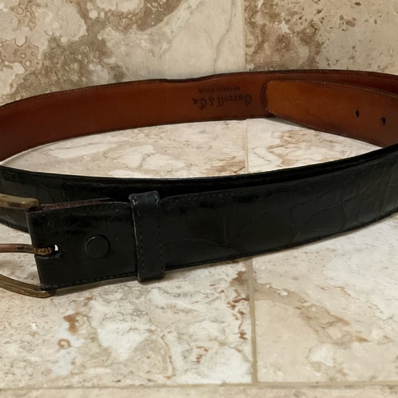 VINTAGE GENUINE BLACK ALLIGATOR BELT FROM CARROLL & CO BEVERLY HILLS SIZE 36 - Picture 5 of 5